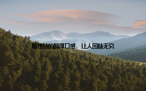 那独特的醇厚口感, 让人回味无穷